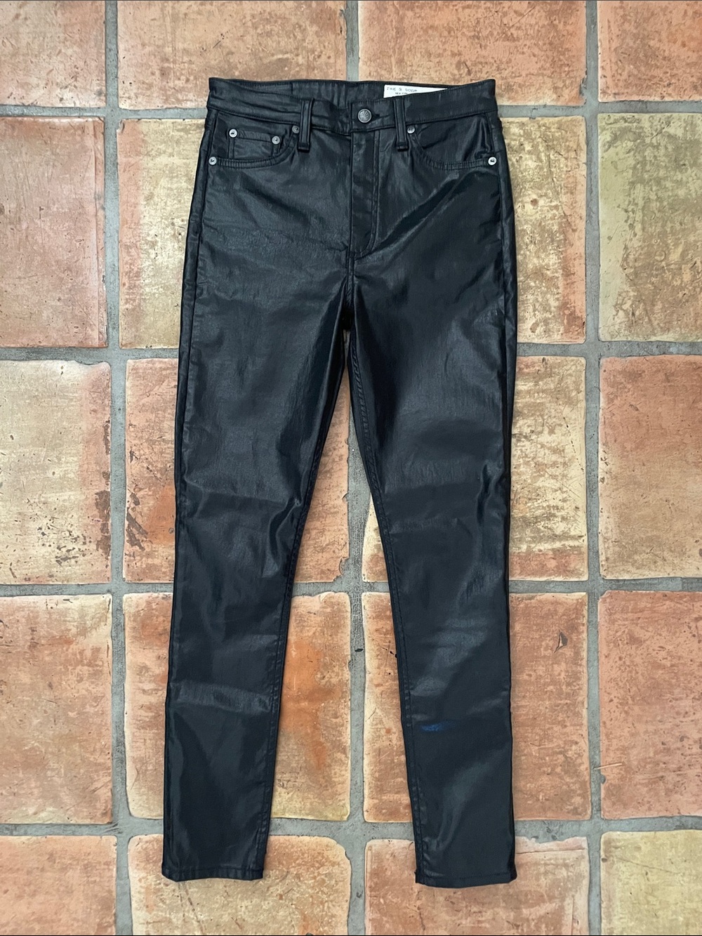 New rag & bone Nina High Rise Skinny Pant Size 27 in Coated Black